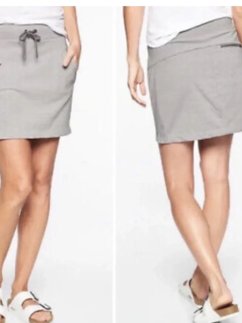 Athleta Casual Light Gray Drawstring Mini Skirt